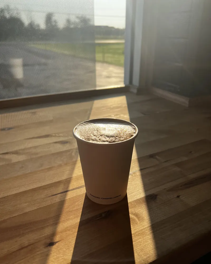 A latte in morning sunlight at JB’s